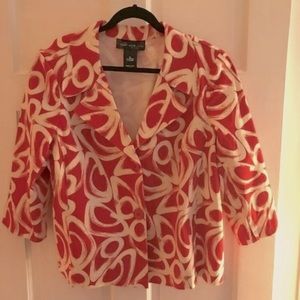 Susan Graver Red 3/4 Sleeve Blazer Lightweight XL